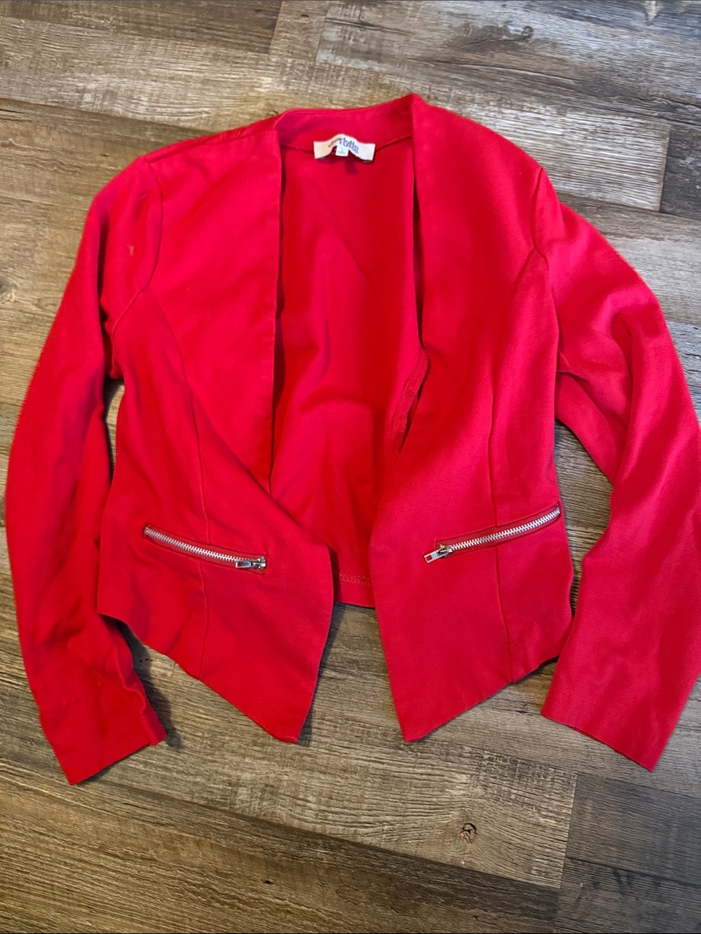 Charlotte Russe Red Open-Front Blazer with Zip Pockets
